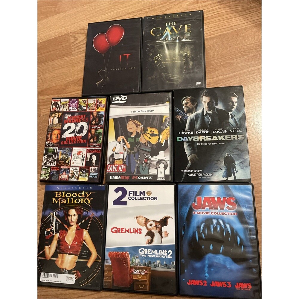 Horror Monster Cult DVD Lot 8 Film Jaws 3-Movie Gremlins IT 2 Midnight Madness